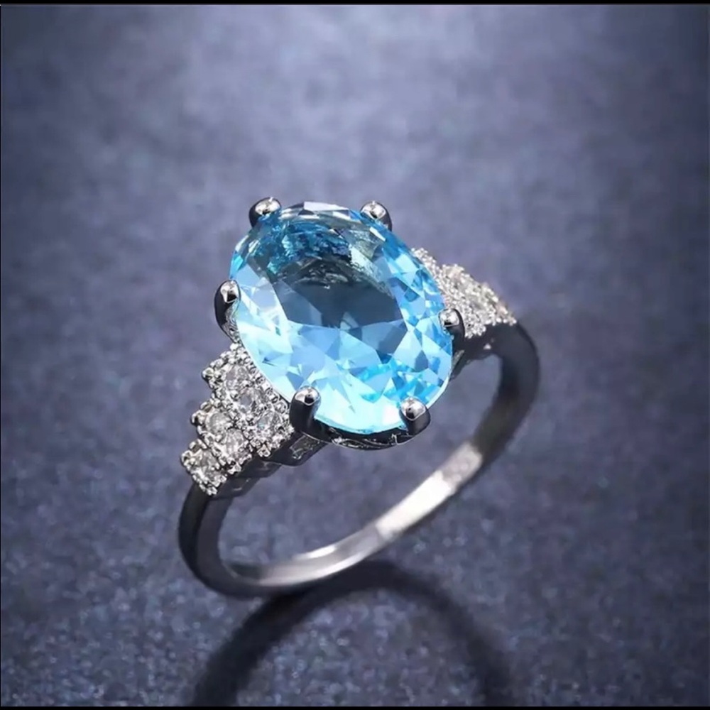 New 7.5Ct Sky Blue Topaz Ring